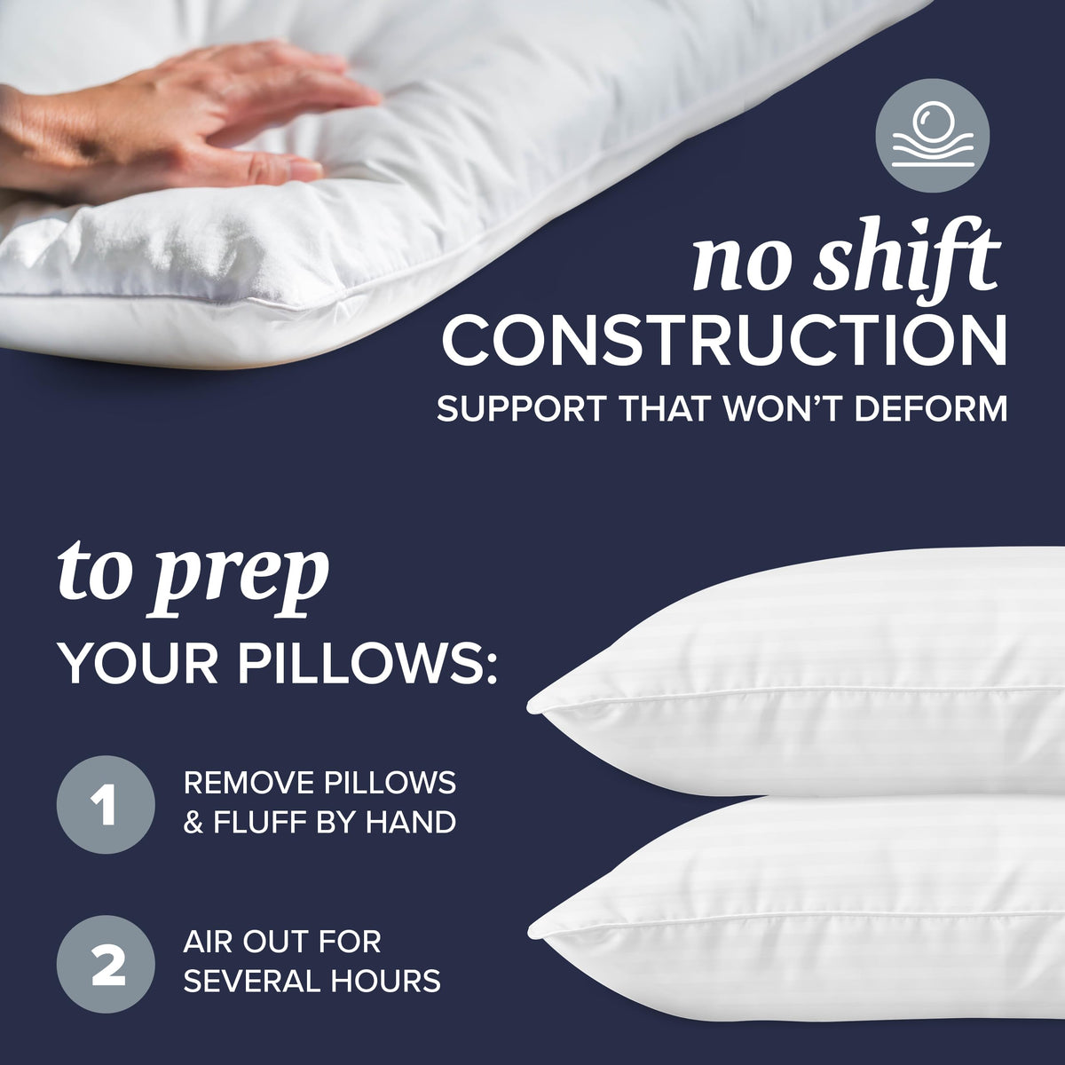 Beckham Hotel Collection pillow plush-fill detail highlights 1050-gram down-alternative loft.