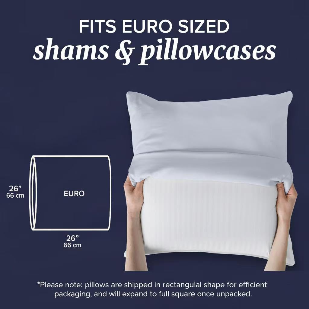 Beckham Hotel Collection euro throw pillow 26x26 side profile shows durable, shape-holding design.