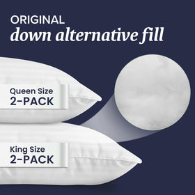Beckham Hotel Collection king pillows on bed inviting comfortable sleep positions