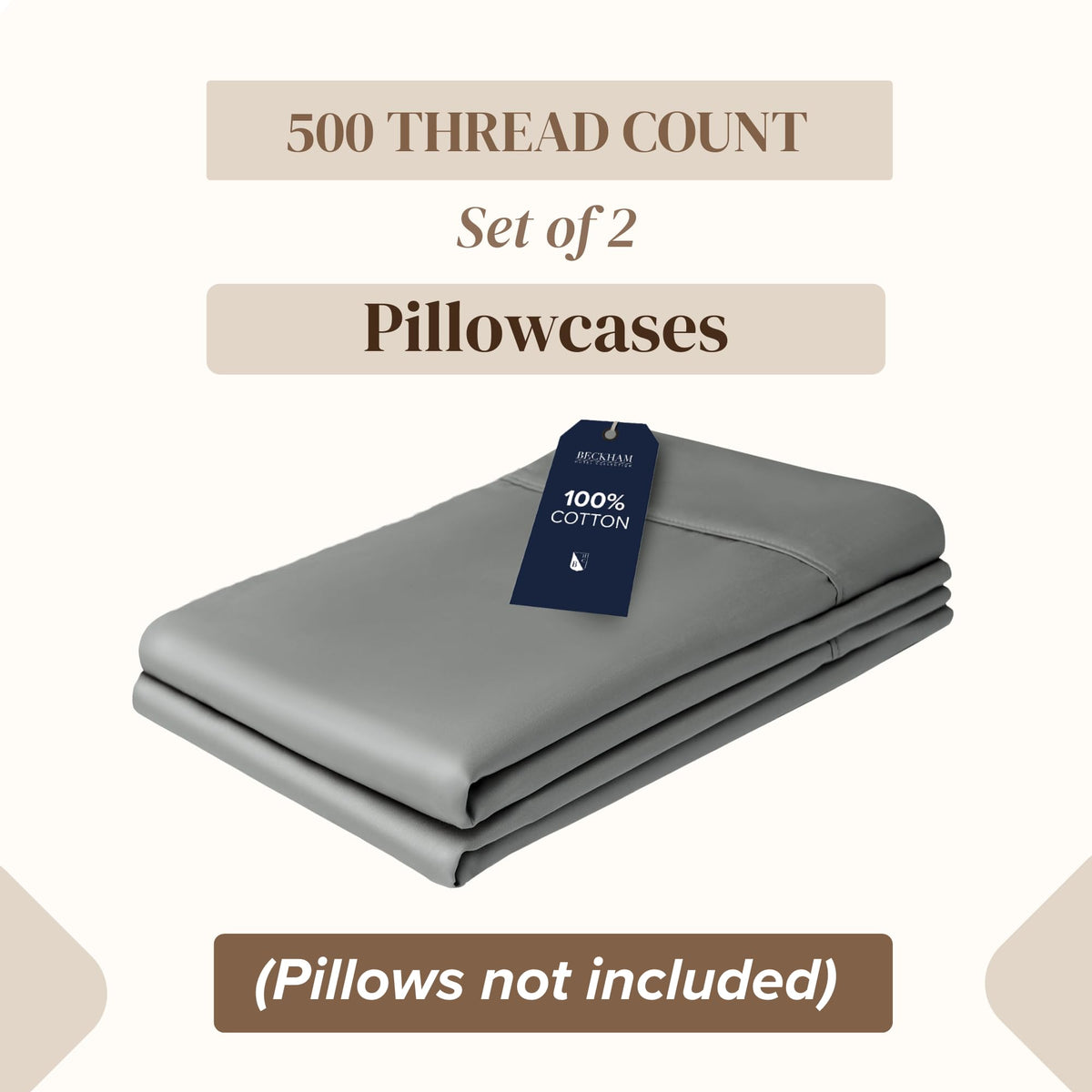 Beckham Hotel Collection 500TC sateen pillowcase offers silky-smooth feel and durable weave.