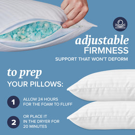 Shredded memory foam texture highlights breathable interior