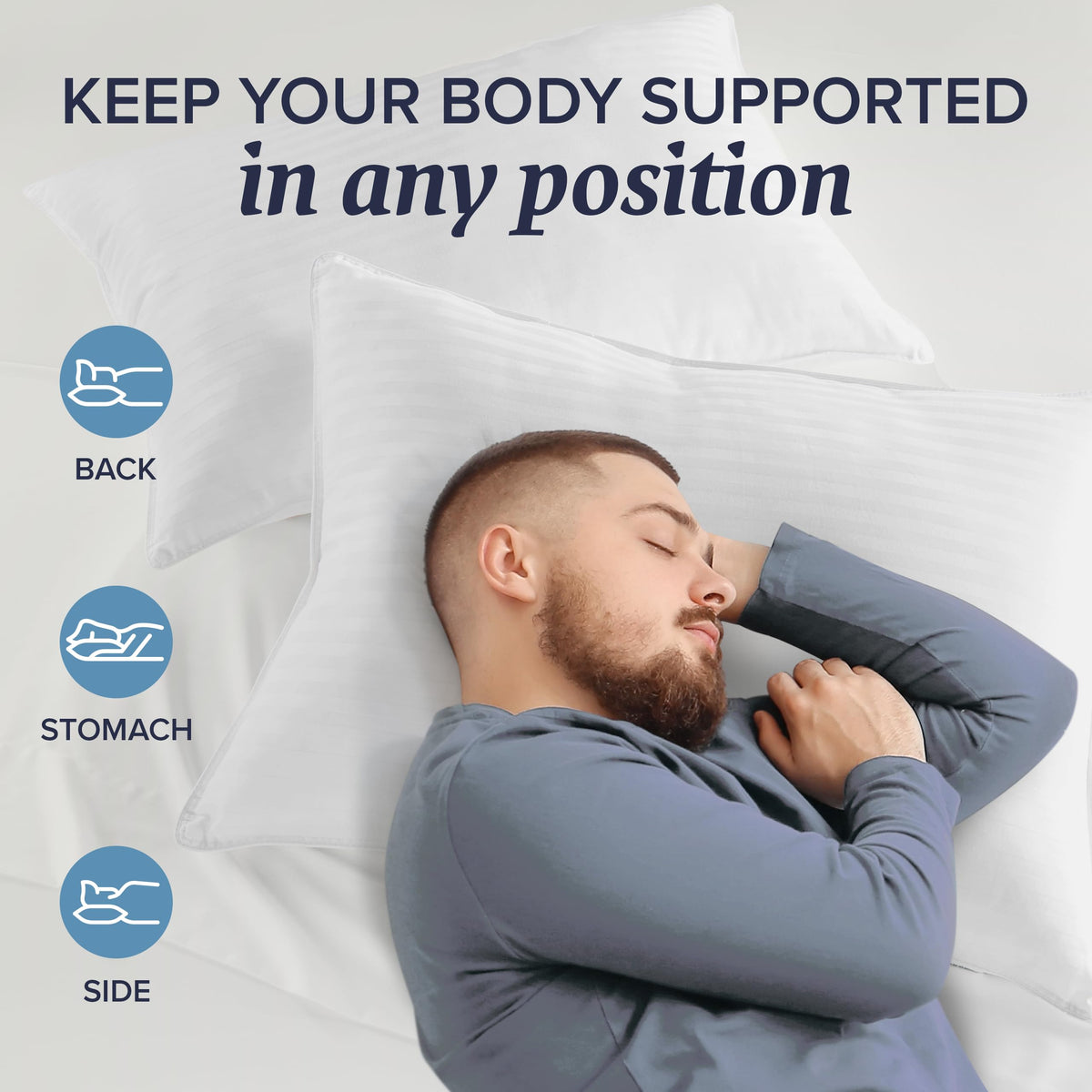 USA-assembled Beckham memory foam pillow for durability