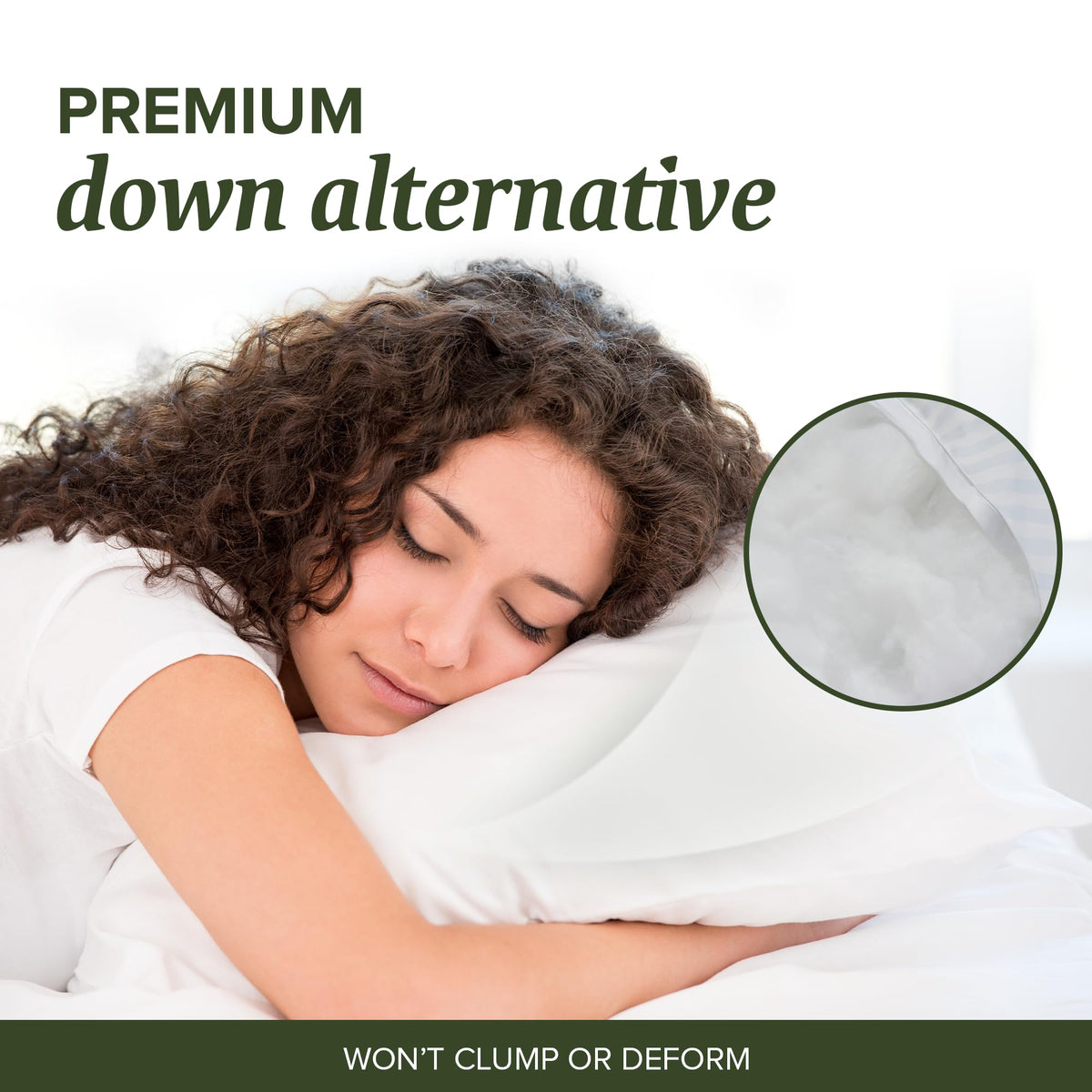 Beckham pillow used by a side sleeper illustrating generous surface and support