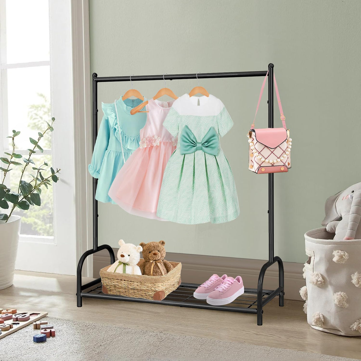 Becomrock Small clothes rack supports up to 70 pounds on a sturdy frame