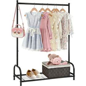 Becomrock Kids Clothing Rack front view showing accessible dress-up storage