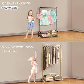 Becomrock Kids Dress Up Rack side view highlighting compact, kid-friendly design