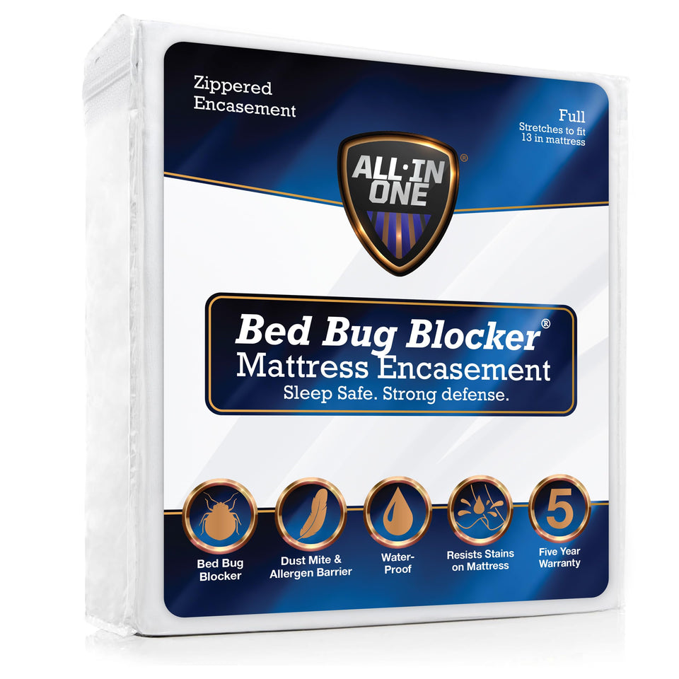 Bed Bug Blocker mattress protector with zippered encasement guards against spills.