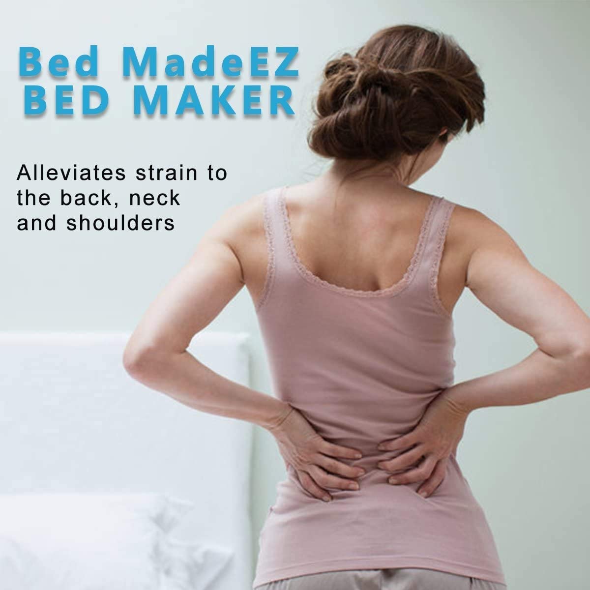 Bed MadeEZ curved handle in multiple positions for ergonomic lifting.