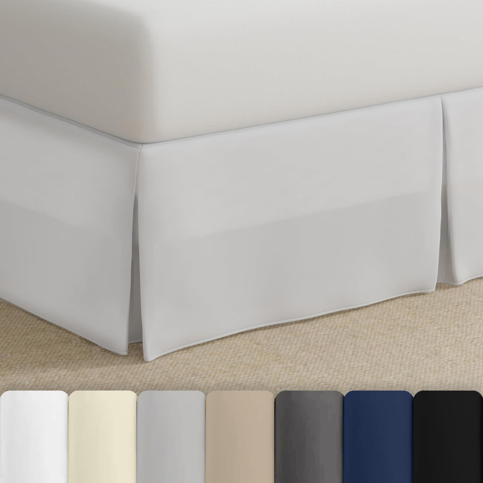 Bed Maker's wrap-around design bed skirt conceals the box spring for a tidy look.