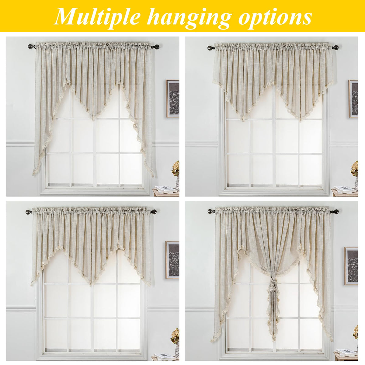Beda Home machine-washable swag curtain stays fresh with regular care.