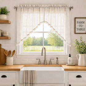Beda Home privacy-blocking light swag curtain ideal for cozy kitchen mornings.
