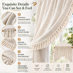 Beda Home rod-pocket swag panel offers easy installation and neat drape in living room.