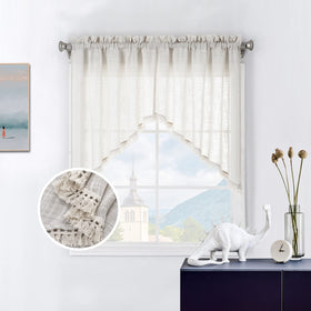 Beda Home tassel linen textured swag curtain with nature finish and soft light diffusion.