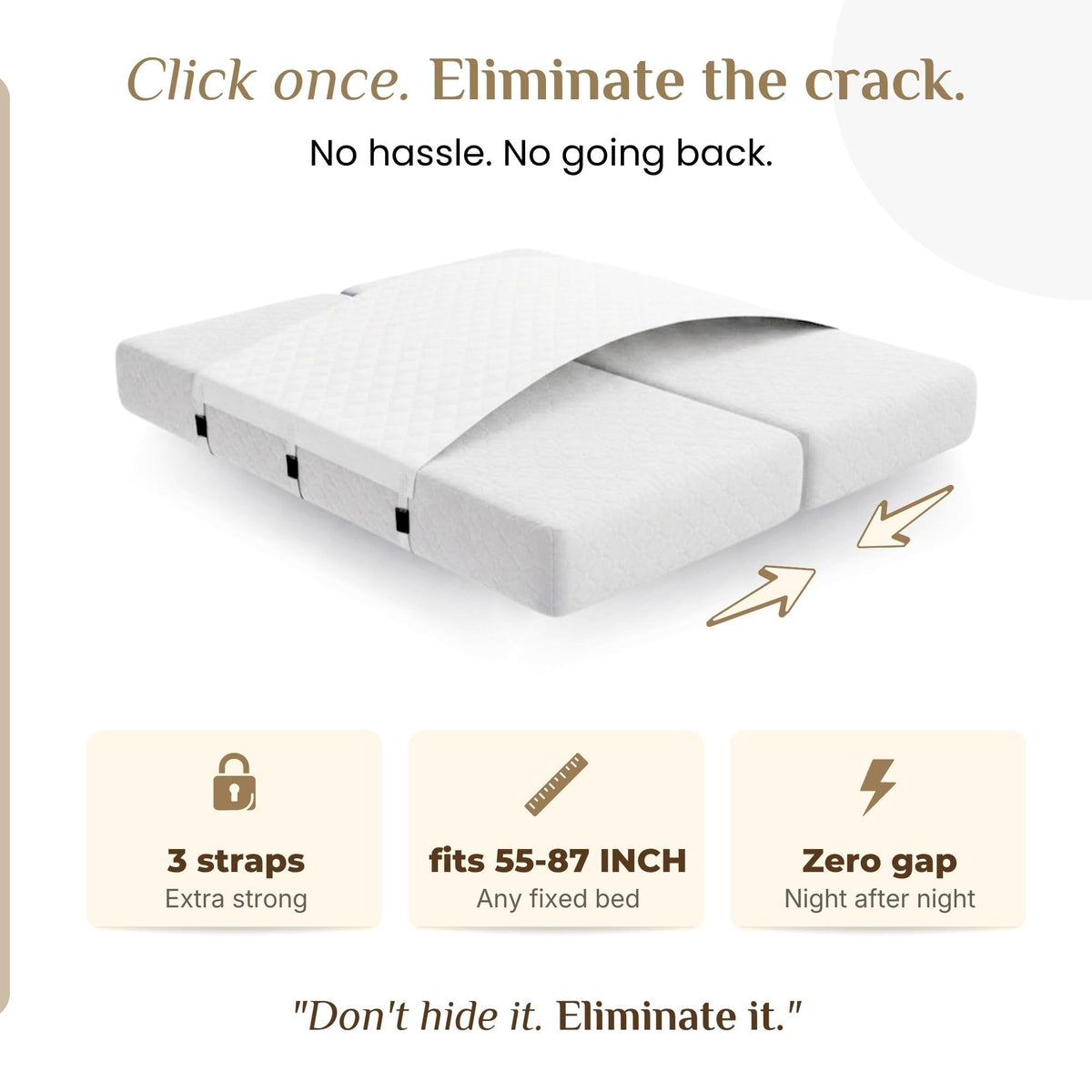 Bedbinder DeLuxe soft low-profile slide stopper sits under bedding for comfort