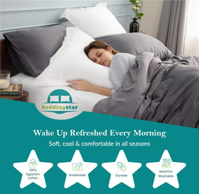 Care guide for Beddingstar euro shams: machine wash cold and tumble dry low.
