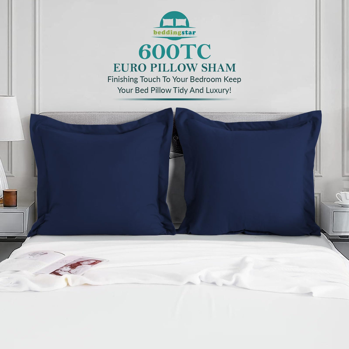 Beddingstar euro sham close-up shows sateen weave and premium sheen for luxe bedding.