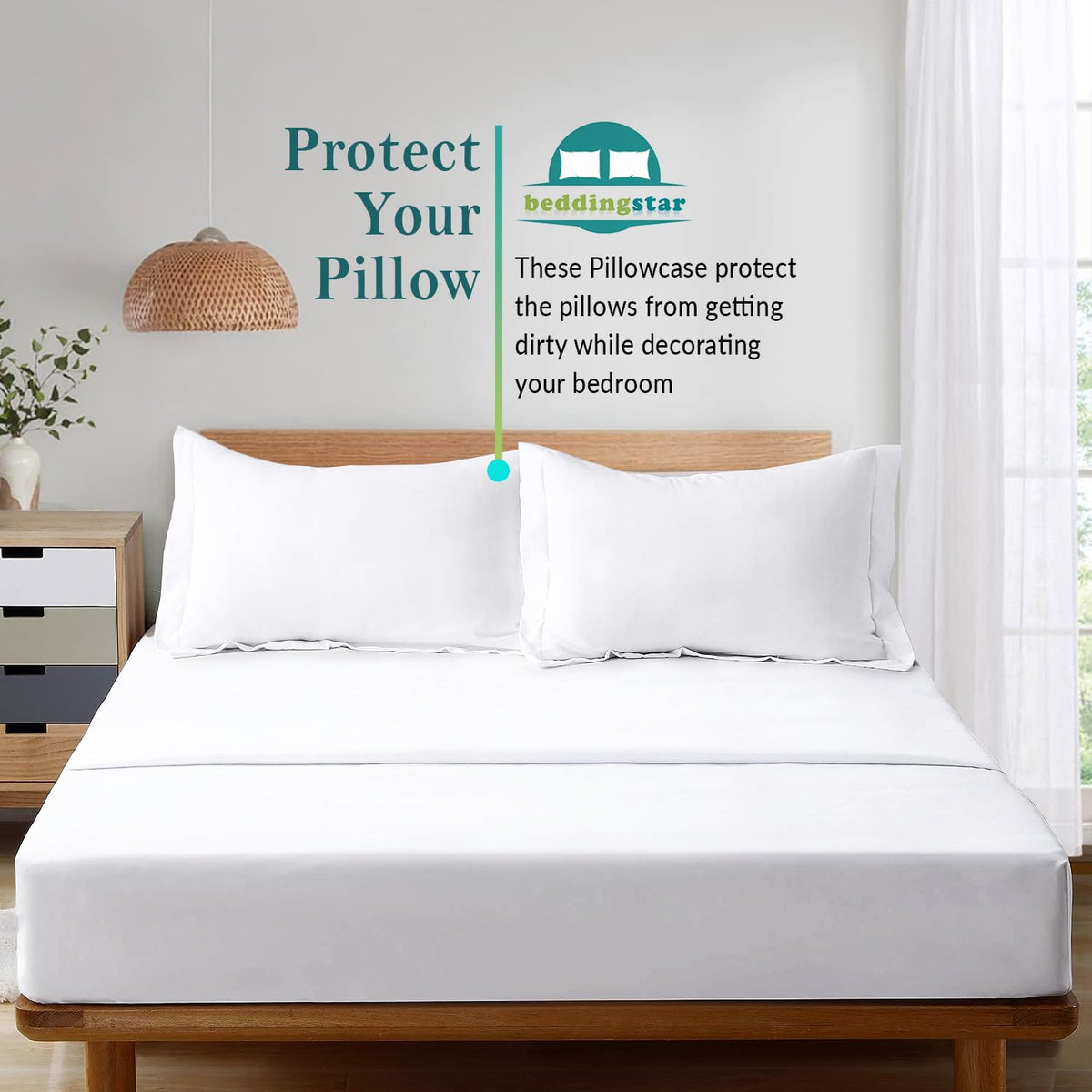 Beddingstar king pillow shams stitching detail highlights durable high-strength seams.