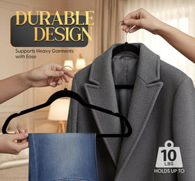 BEDDORA Velvet Hangers ultra-thin design maximizes storage in tight closets.