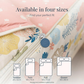 Beddy's Flower Blossoms bedding on a twin bed illustrating simple setup.