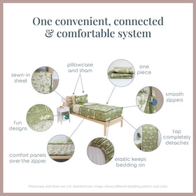 Beddy's Flower Blossoms comforter draped over a twin bed for warm softness.