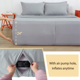Bedecor air mattress sheet set queen deep-pocket closeup shows secure fit