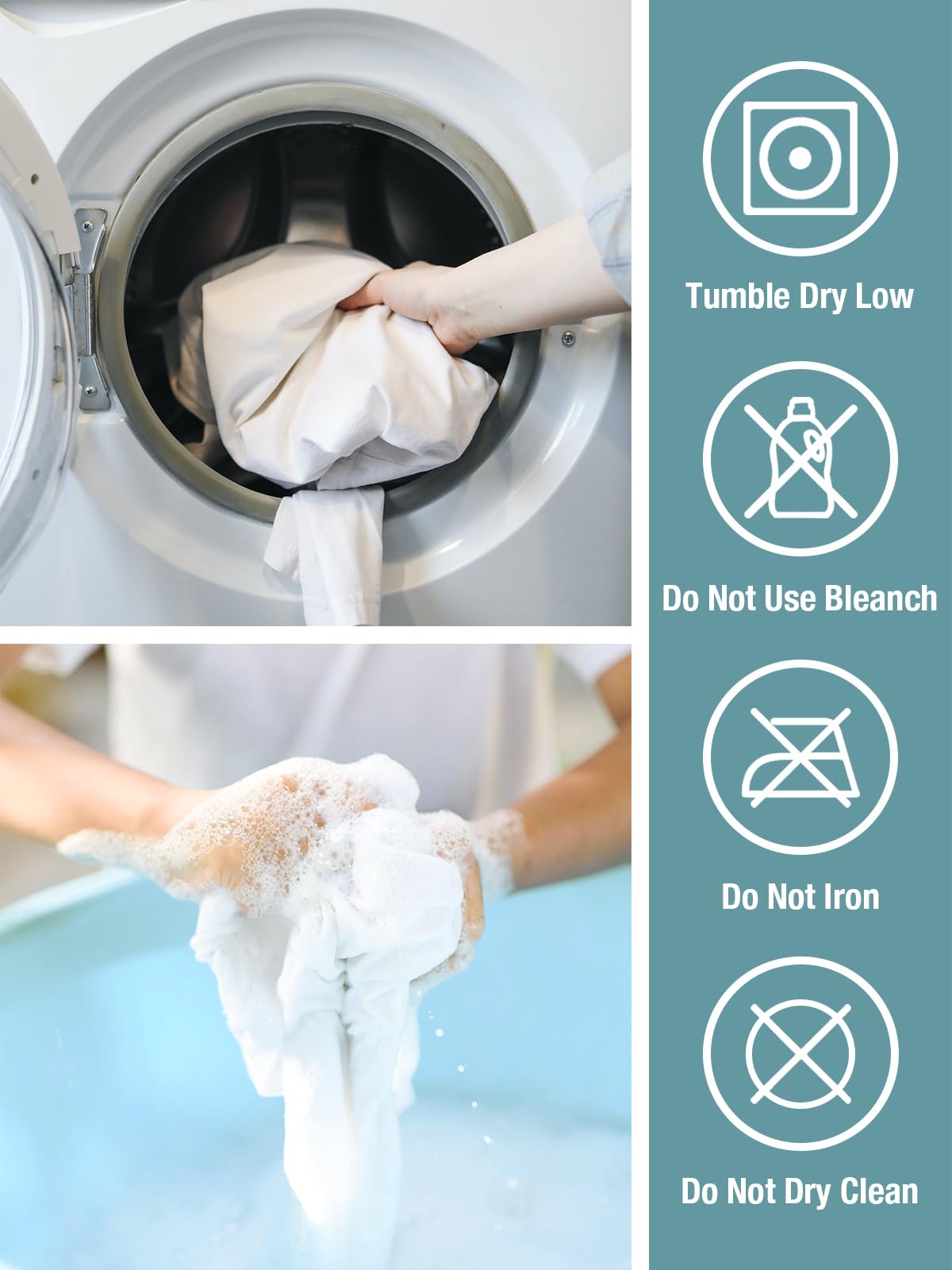 Bedecor queen mattress protector being machine washed for easy care