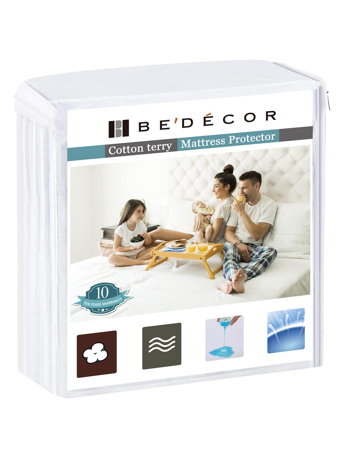 Bedecor twin waterproof mattress protector cover protects against spills for kids.