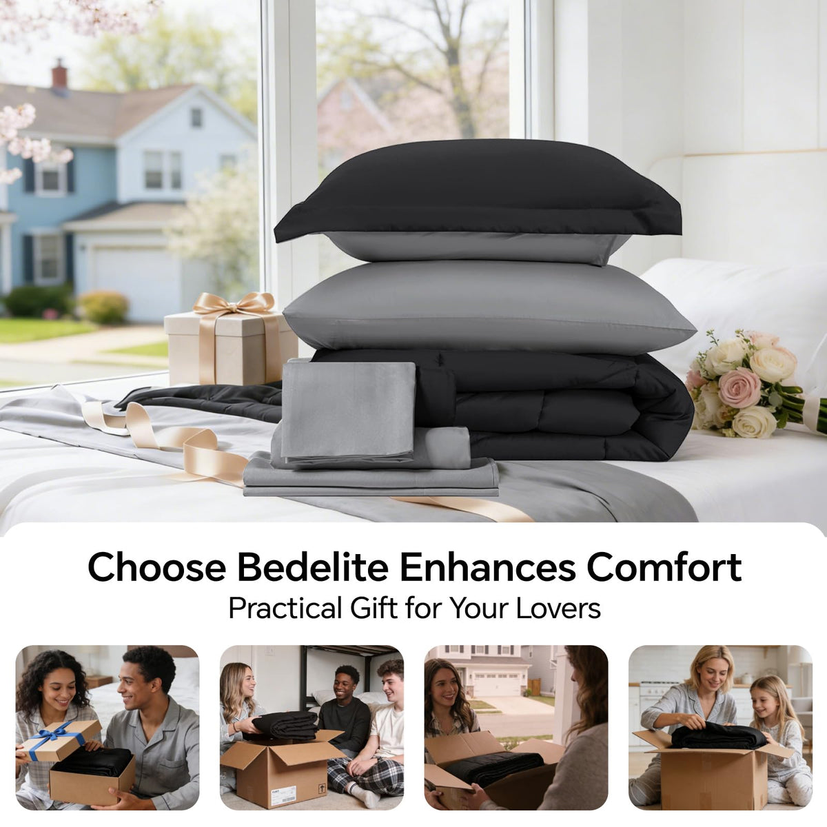 BEDELITE all-season bedding bundle offers lightweight warmth and easy washing.