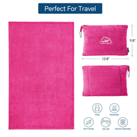 BEDELITE travel blanket clipped to a backpack for easy access.