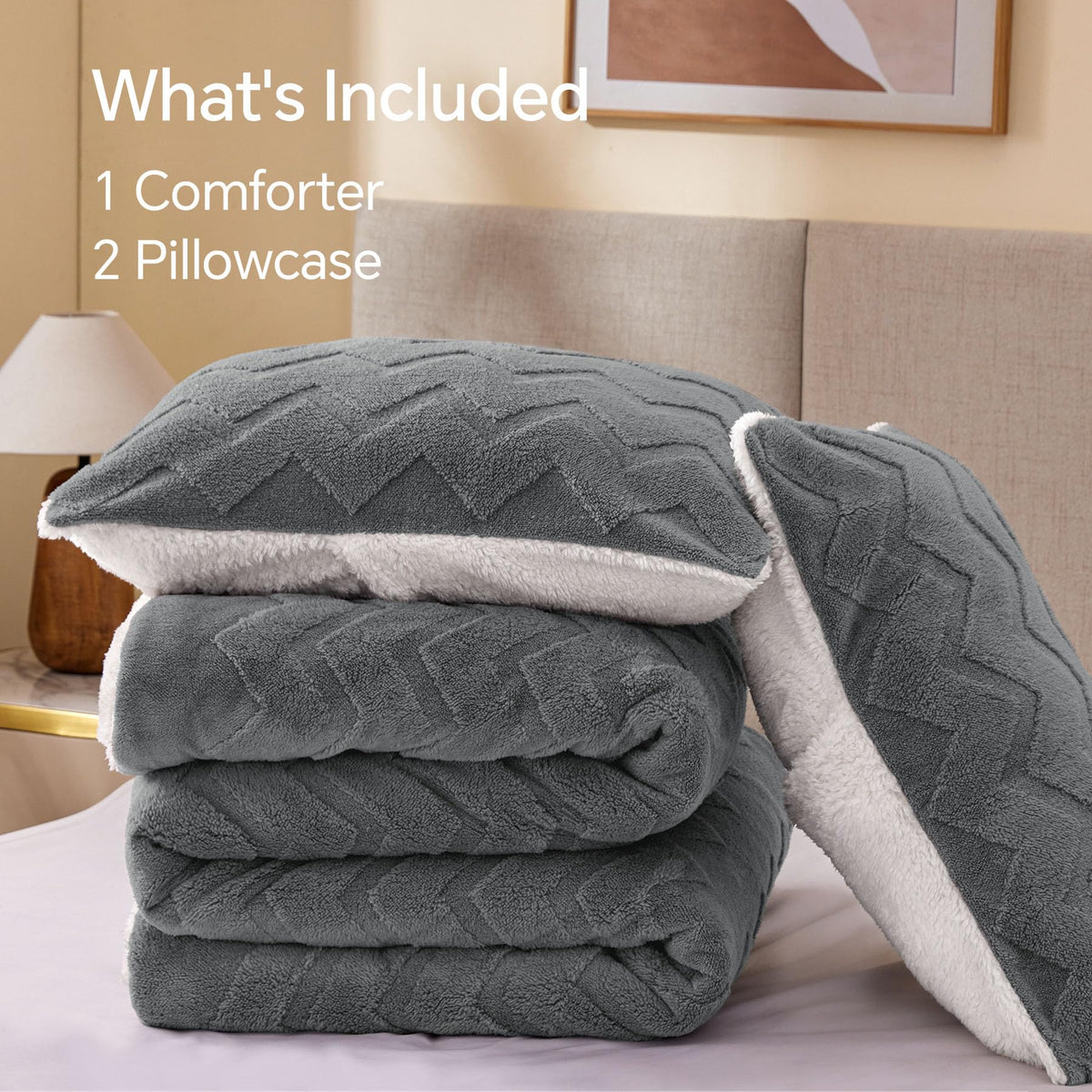 BEDELITE double-sided plush fleece for versatile comfort year-round.