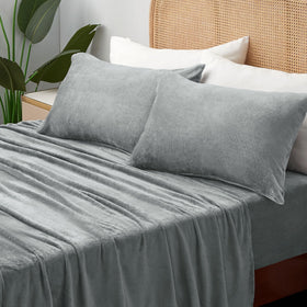 BEDELITE king grey flannel sheets ultra-warm fleece for cozy evenings
