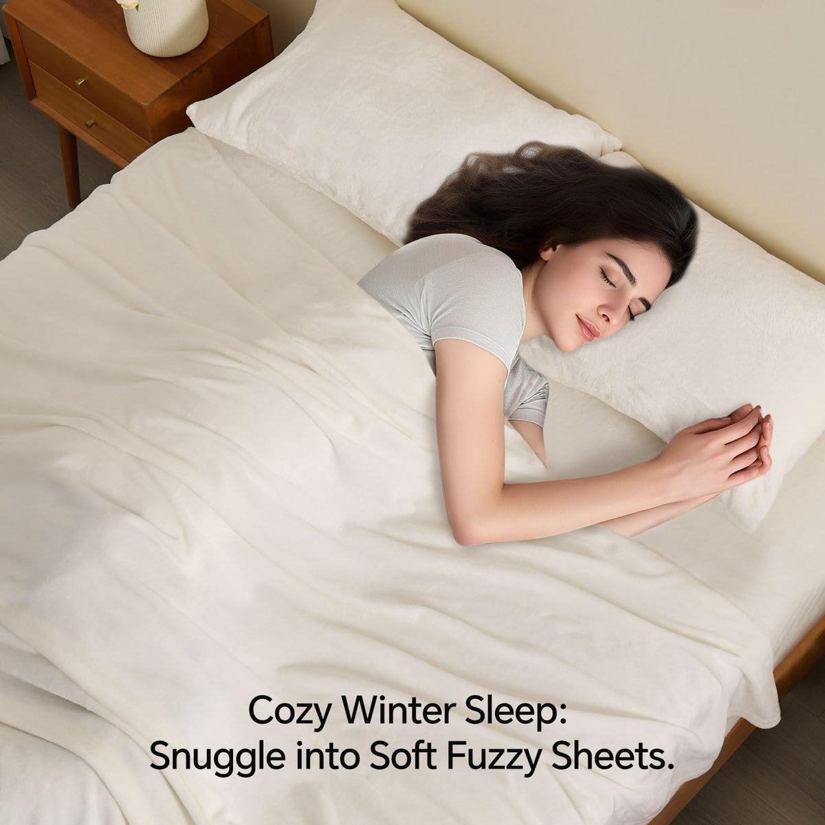 BEDELITE queen white fitted sheet shows deep pockets for mattresses up to 16 inches.