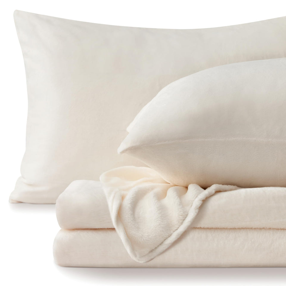 BEDELITE flannel sheets queen white packaging highlights premium warmth for winter nights.