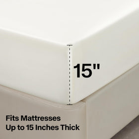 BEDELITE king flat sheet in ivory laid flat reveals generous dimensions.