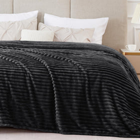 BEDELITE king size fleece blanket with 3D ribbed jacquard for warmth and style