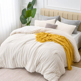 BEDELITE cream white stitching detail, showing stylish stripe pattern and plush construction