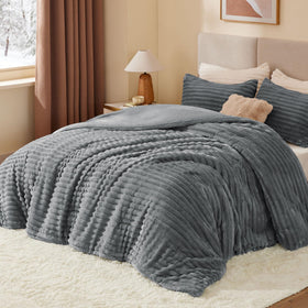 BEDELITE fleece queen comforter micro-mink texture offers silky softness and warmth.