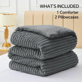 BEDELITE fleece queen comforter packaging simplifies gifting or storage.