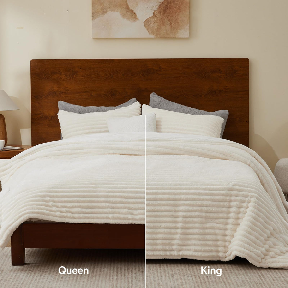 BEDELITE fleece queen comforter set machine washable design for easy care
