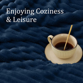 BEDELITE 300GSM navy fleece blanket ready for couch or bed