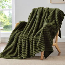 BEDELITE fleece throw blanket with upgraded striped pattern for warmth and decor.
