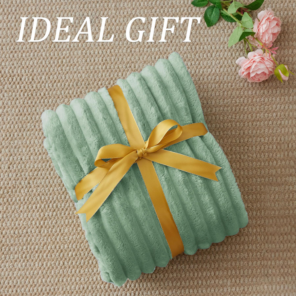 BEDELITE green throw in living room as decorative accessory