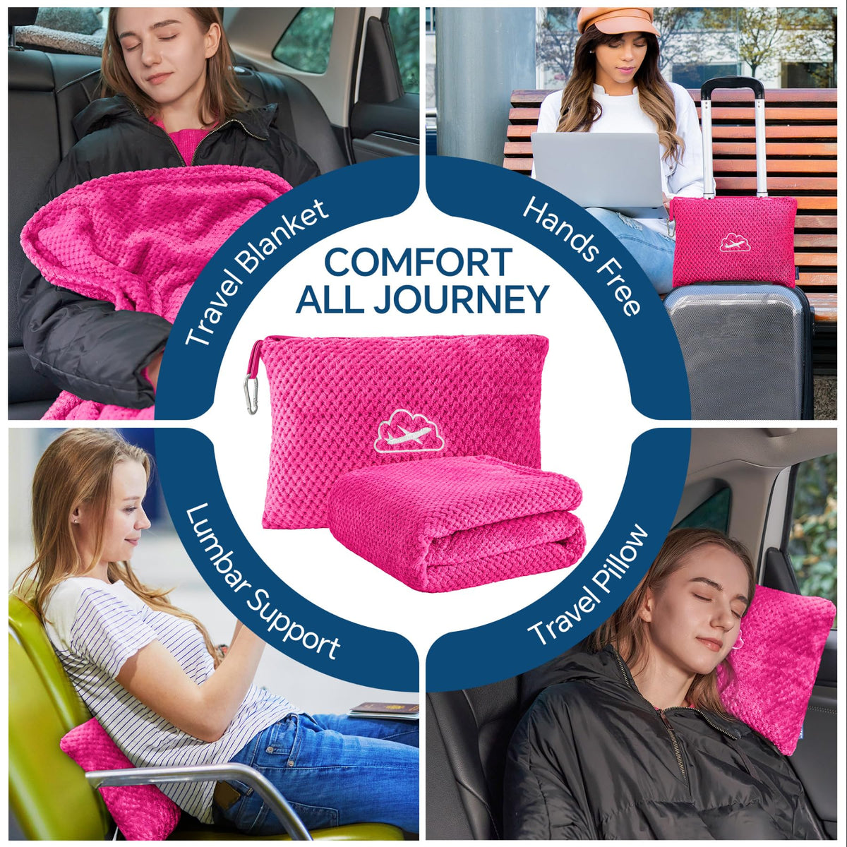 BEDELITE jacquard pattern detail adds a luxe touch to travel warmth.