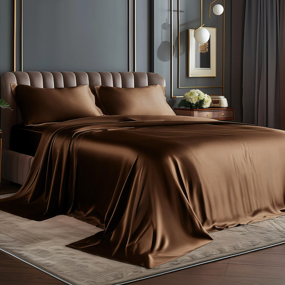 BEDELITE king-size satin fitted sheet with deep-pocket secure fit