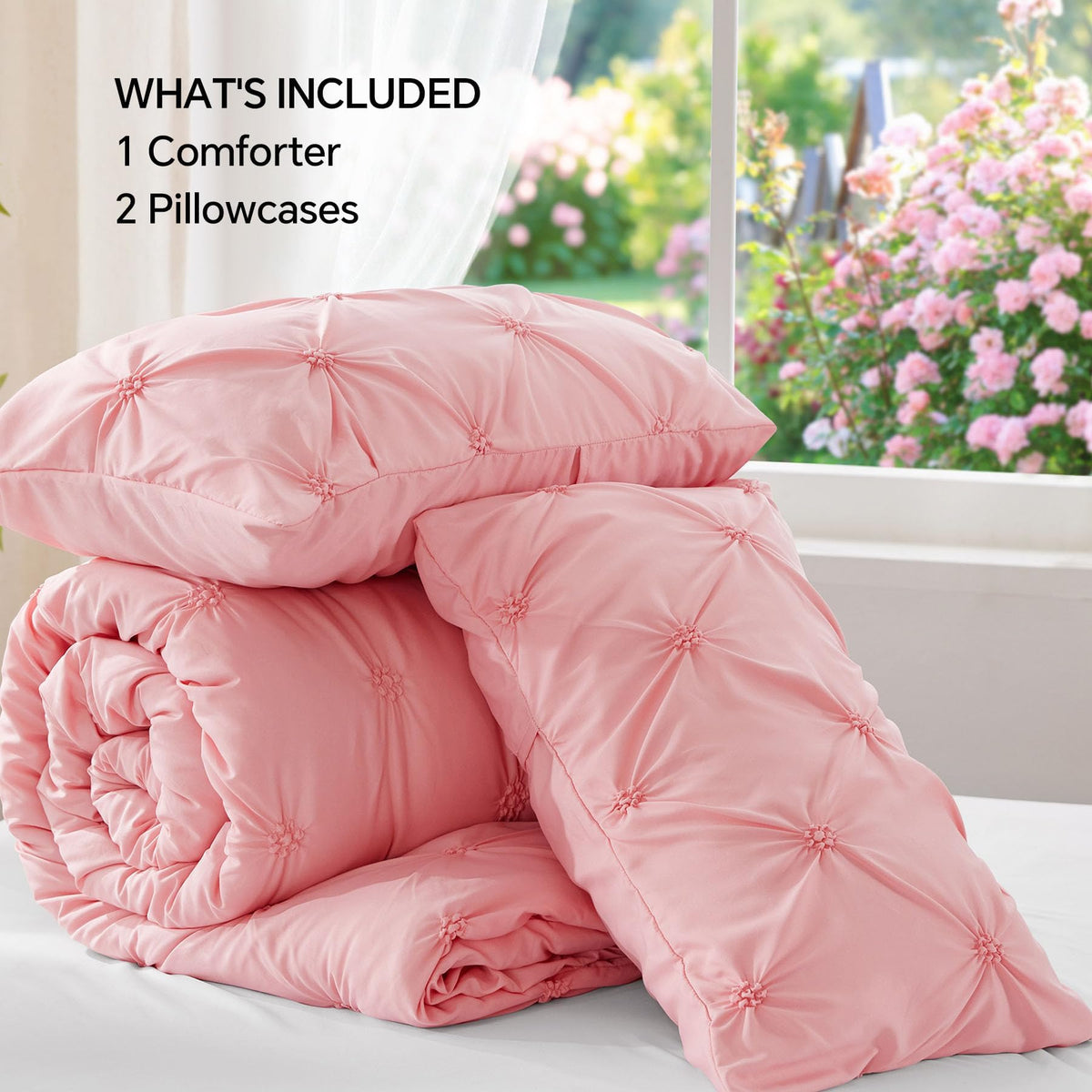 BEDELITE Pink Comforter Full packaging demonstrates vacuum-sealed packaging