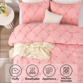 BEDELITE Pink Comforter Full pillowcases closeup emphasizes softness and fit