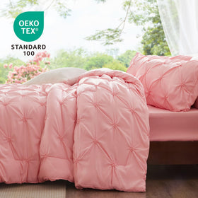 BEDELITE Pink Comforter Full pintuck detail highlights texture and coziness
