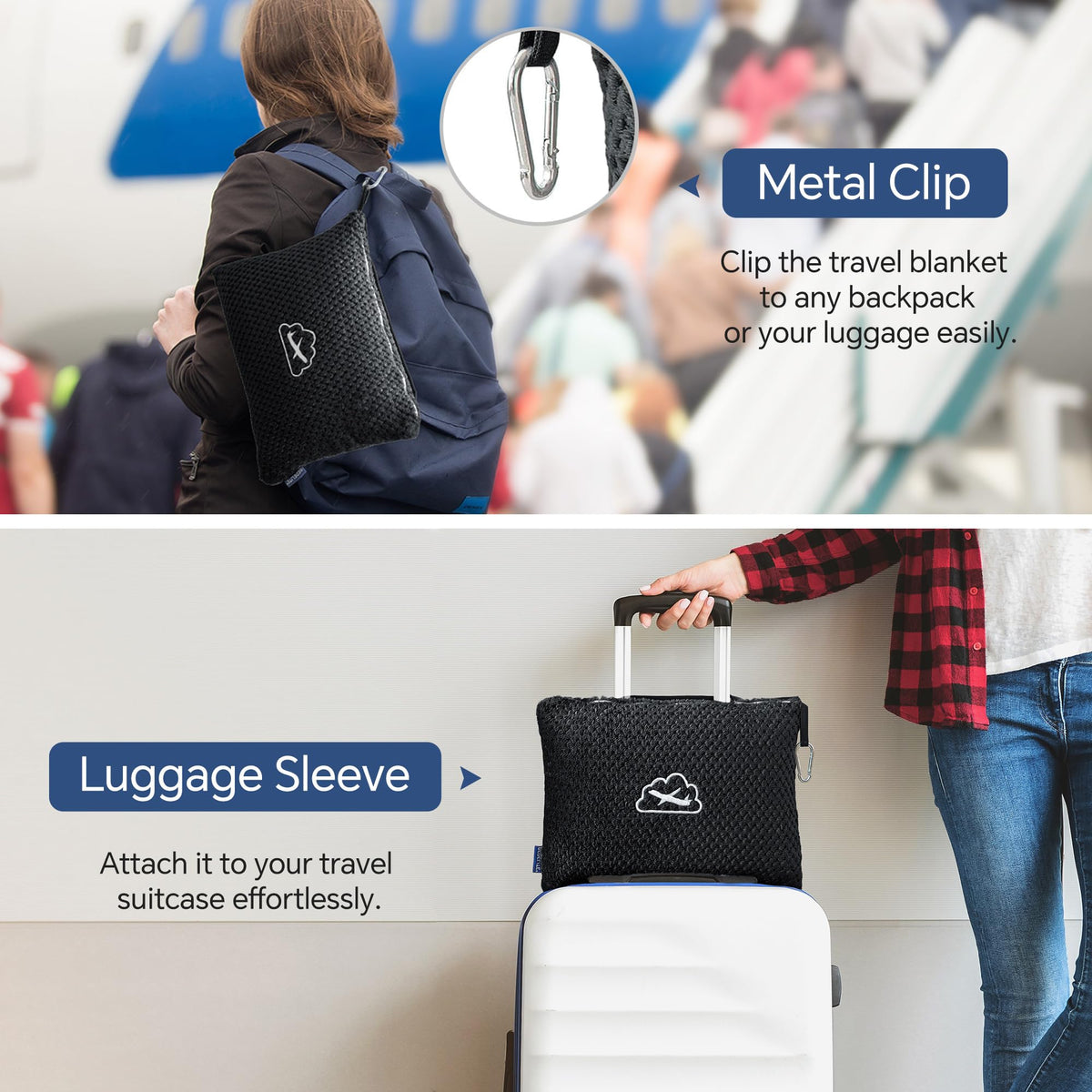 Ultra-soft BEDELITE plush fleece texture invites cozy moments on flights.