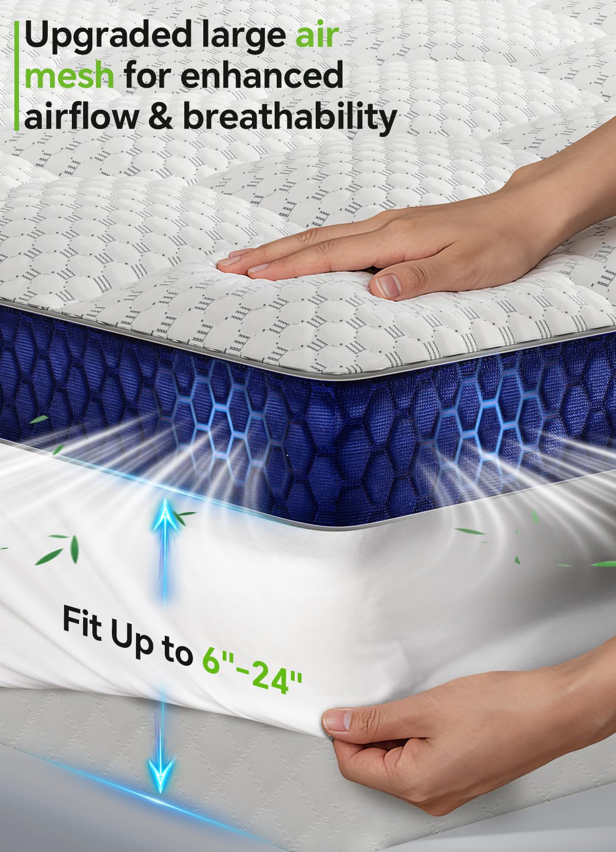 BEDELITE topper adds 3-inch thickness for plush, cloud-like comfort.