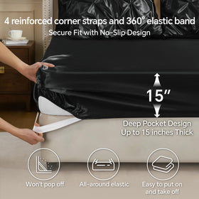 BEDELITE satin comforter queen on bed demonstrates all-season styling.